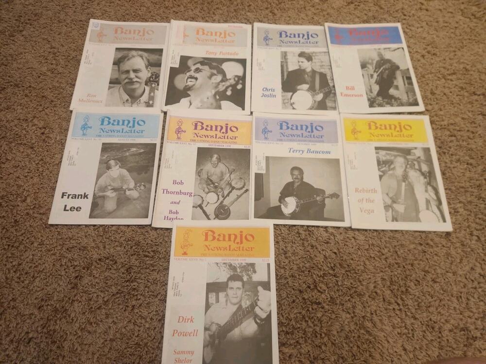 Lot of 9 Banjo Newsletter Magazines Vintage Banjo Publications 1999